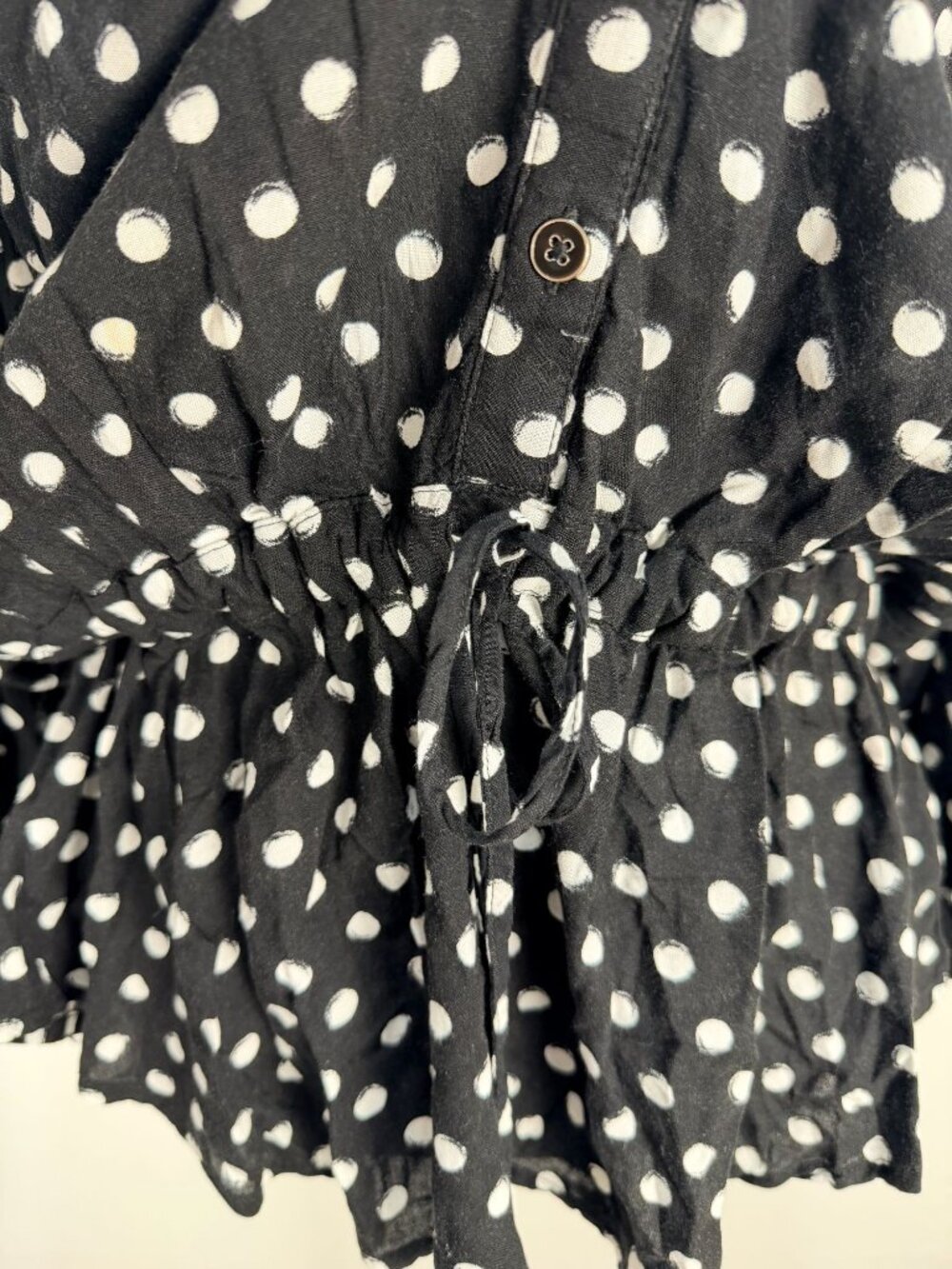 Croft & Barrow Womens XL Polka Dot Blouse Black White Peplum Tunic Top - Picture 5 of 14